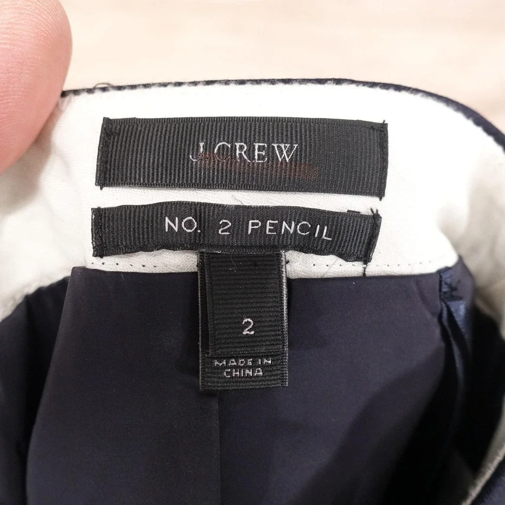 J.CREW No. 2 Pencil Skirt Womens 2 Blue Straight Knee Length Wool Lined Workwear
